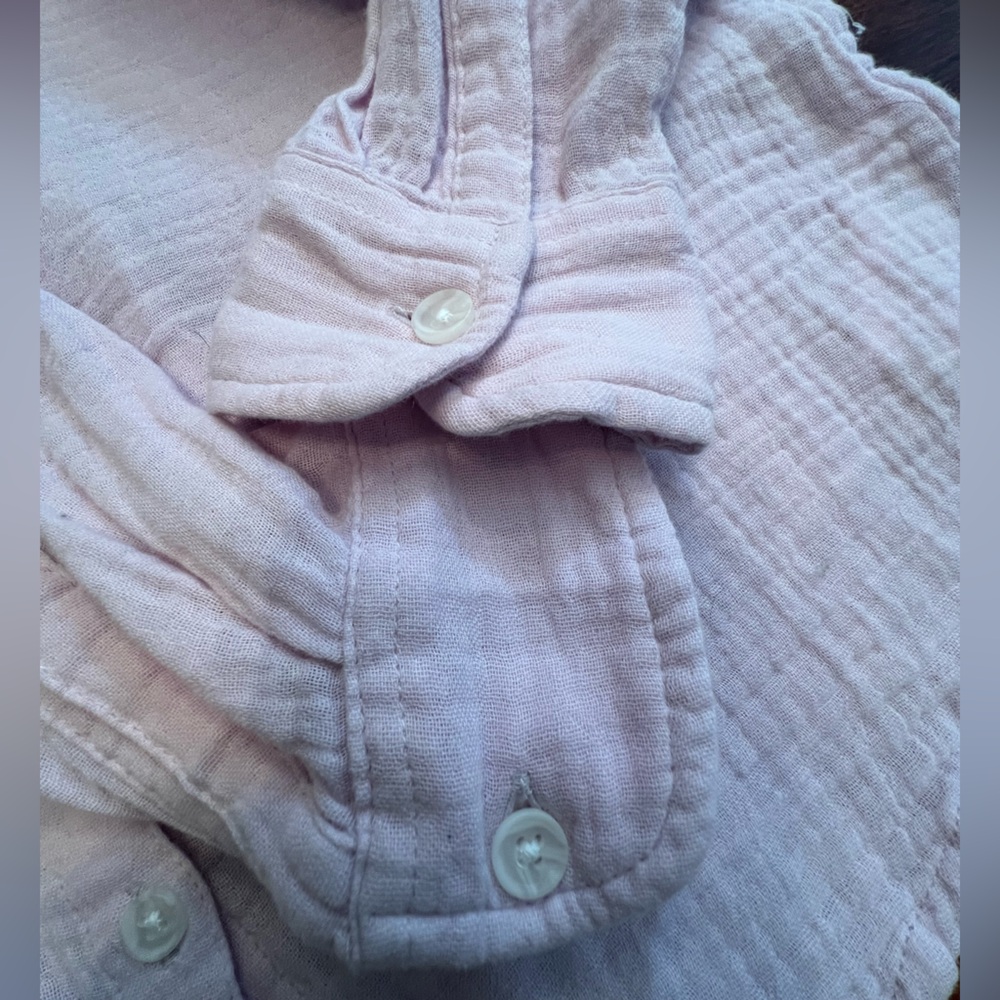 BeachLunchLounge 100% Cotton Alessia Long Sleeve Button Front Shirt Sz XS Lilac - Picture 9 of 9